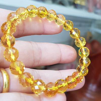 Vòng tay chuỗi đá thạch anh tự nhiên vàng tươi giác size nhỏ 8mm 22 hạt vòng hợp nữ mệnh kim thổ thuỷ đeo đẹp may mắn tốt cho sức khỏe, công việc hanh thông thuận lợi ạ món quà tặng ý nghĩa dành cho chính mình & người thân ạ