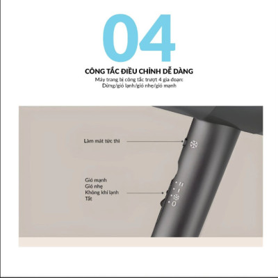 Máy Sấy Tóc HAATZ CIM908 Sấy Tóc Đa Năng 2 Chiều Nóng Lạnh, Hàng Chính Hãng Bảo Hành 2 Năm