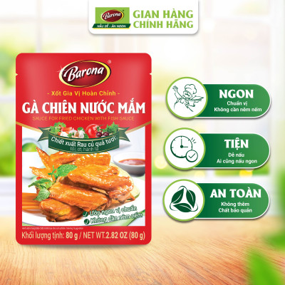 Combo 3 gói Xốt Gia vị hoàn chỉnh Barona - Gà Chiên Nước Mắm 80gr