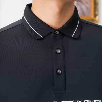 Áo Polo đen phối kẻ ngang Aligro ALGPLO73