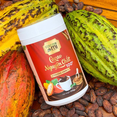 Bột cacao nguyên chất thượng hạng CacaoMi 250gr - Cacao chuẩn UTZ xuất khẩu thơm ngon đậm vị cacao nguyên bản 