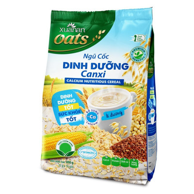 Combo 2 túi: Ngũ Cốc Dinh Dưỡng Canxi ít đường 400G + Ngũ Cốc Gạo Lứt No Sugar[đường ăn kiêng]400G(Tặng Kèm 1 Túi Yến Mạch 150G)