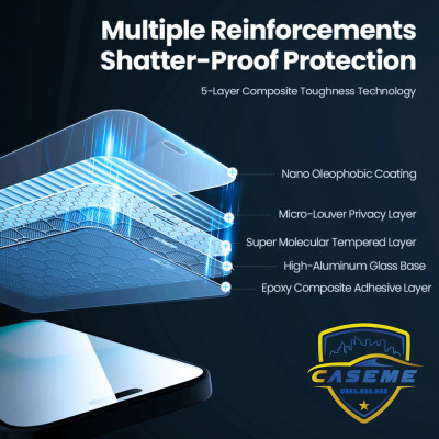 Kính cường lực chống nhìn trộm Nillkin dành cho iPhone 17, iPhone Air, iPhone 17 Pro, iPhone 17 Pro Max kèm khung trợ dán  - Hàng chính hãng