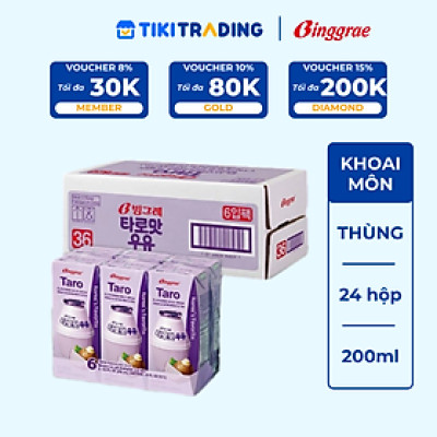 Thùng 24 hộp Sữa khoai môn 200ml nhãn hiệu Binggrae