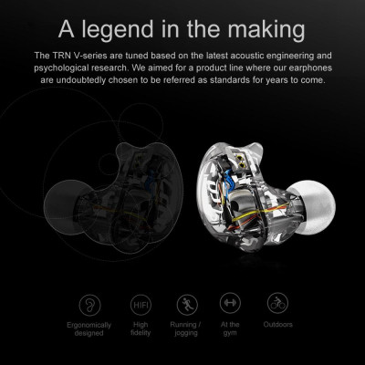 Tai nghe TRN V10 2DD có dây 3.5mm HIFI DJ màn hình chạy thể thao 