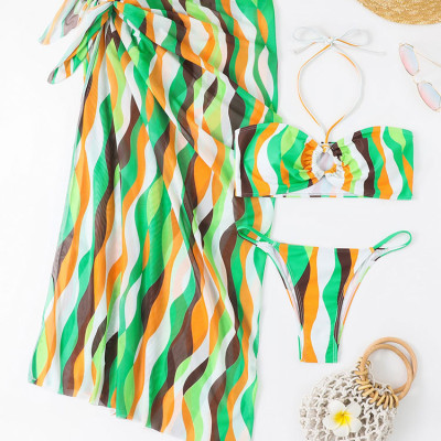 Bộ Bikini Ba Mảnh Màu Sắc Thời Trang Gợi Cảm Cho Nữ