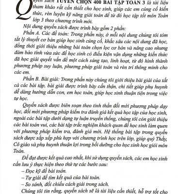 Sách - Tuyển Chọn 400 Bài Tập Toán 3 - Bồi Dưỡng Học Sinh Khá, Giỏi