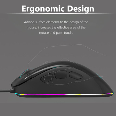 Chuột chơi game MAGIC-REFINER MG10 5000DPI điều chỉnh 6 nút có thể lập trình RGB Backlit USB