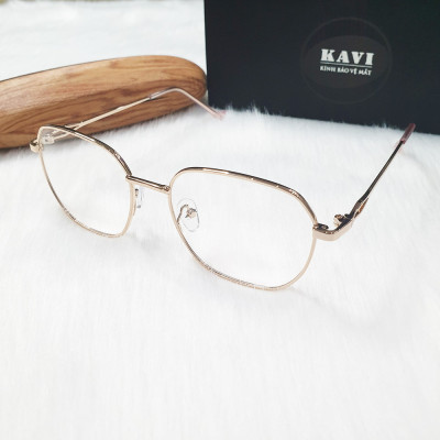 KAVI137 - Kính Chống Ánh Sáng Xanh Cho Nữ Gọng Kim Loại Màu Hồngg