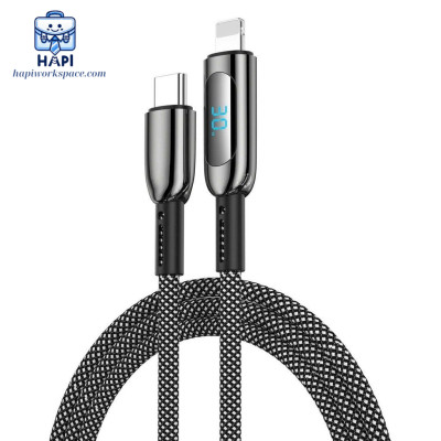 Cáp sạc hàng chính hãng WiWU Mag Q 100W Wi-C041: Bọc dù từ tính, hiển thị công suất, sạc nhanh laptop, điện thoại