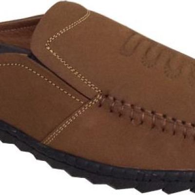 Dép nam bít mũi Trường Hải màu VÀNG da bò thật đế cao su may chắc chắn thời trang cao cấp êm ái BM077