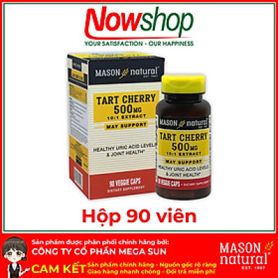 Tart Cherry 500mg Mason Natural Hộp 90 viên giảm acid uric gây Gout giúp khớp vận động linh hoạt