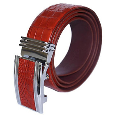 HC4828 - Dây nịt nam Huy Hoàng da cá sấu gai bụng 4P màu đỏ