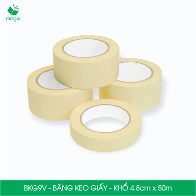 BKG9V - Block 3 cuộn băng keo giấy khổ 4.8cm x 50m - Băng dính giấy viết được, chặn màu sơn
