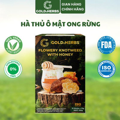 Hàng chính hãng - Hà thủ ô ngâm mật ong rừng GoldzHerbs, 100% mật ong nguyên chất – Hũ 300g/ Hộp 15 gói x 10g