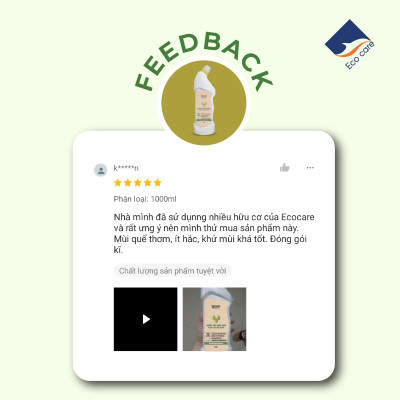 Nước Tẩy Bồn Cầu Hữu Cơ Diệt Khuẩn ECOCARE 1L Hương Cam Bạc Hà Thơm Mát, Chai Tẩy Rửa Nhà Vệ Sinh Siêu Sạch