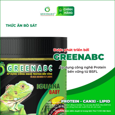 Thức ăn bò sát Iguana Baby GREENABC vị chuối dùng cho Iguana từ mới nở cho đến giúp tăng kích thước, lên màu đẹp, phòng chống MBD, teo đuôi – Hộp 230g