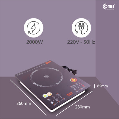 Bếp Hồng Ngoại Cảm Ứng Comet CM5536 – Hàng chính hãng -  Công Suất 2000W, Mặt Kính Chịu Lực, Đa Chức Năng, Bảo Hành 12 Tháng 