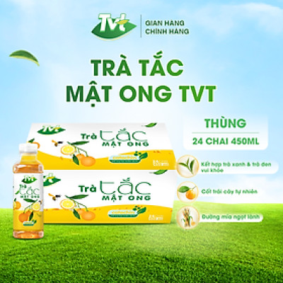 [Thùng 24 chai 450ml] Trà Tắc Mật Ong TVT tinh chất trà xanh, mật ong, quả tắc, mát lanh thanh khiết, tốt cho tim mạch