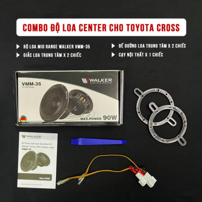 Combo Kèm Dưỡng Loa Trung Tâm và Loa Mid Dành Cho Toyota Cross - Walker VMM35 CAR AUDIO