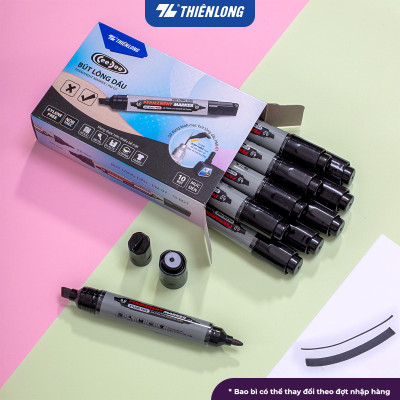 Combo 5/10/20 Bút lông dầu Thiên Long PM-07 2 đầu bút kích thước 0.8 mm và 6mm, 3 màu mực xanh/đỏ/đen, bám dính tốt trên nhiều bề mặt