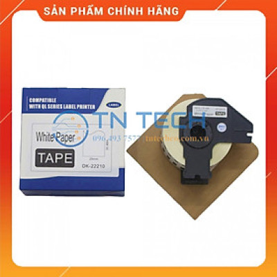 Giấy in Decal Brother DK-22210 - 29mm x 30.48m - Chữ đen nền trắng - Dùng cho máy in BROTHER - QL [Hàng nhập khẩu]