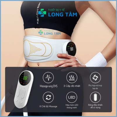 Đai [Máy] Massage Bụng Rung Lắc Hồng Ngoại Nhật Bản - Pin sạc - Chính Hãng Màu trắng - Giảm eo hiệu quả ,thon gọn cơ thể