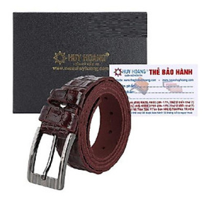 Dây nịt nam vân cá sấu Huy Hoàng 1 lớp màu nâu HC4151