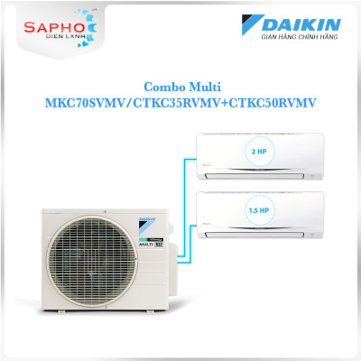 Hệ Thống Máy Lạnh Multi S Daikin MKC70SVMV/CTKC35RVMV+CTKC50RVMV Gas R32 Treo Tường Inverter 1 Chiều Lạnh Hàng Chính Hãng - Chỉ giao tại HCM