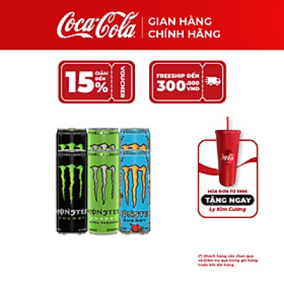 Hộp 6 Lon Nước Tăng Lực Giải Khát Monster Mix 3 vị Monster Energy, Monster Ultra Paradise, Monster Mango Loco 355ml/Lon  Coca-Cola Official Store_TK