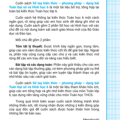 Sổ Tay Kiến Thức - Phương Pháp - Dạng Bài Đại Số Và Hình Học Toán 6_MEGABOOK