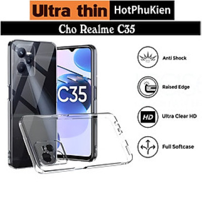 Ốp lưng silicon dẻo cho Oppo Realme C35 hiệu Ultra Thin trong suốt mỏng 0.6mm độ trong tuyệt đối chống trầy xước - Hàng nhập khẩu