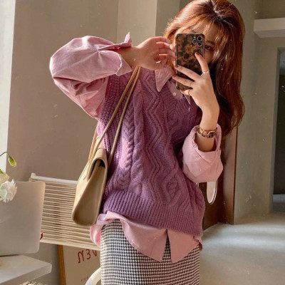 Áo gile len màu tím thời trang Korea