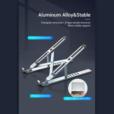 Giá đỡ máy tính xách tay Vention KDLI0 có thể gập lại  chống trượt với góc thay thế có thể điều chỉnh  Macbook Pro