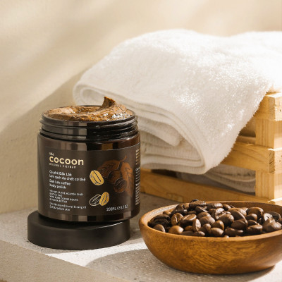 Bộ 3 Cà phê Đắk Lắk tẩy da chết Cocoon: Cơ thể 200ml + Da mặt 150ml + Son môi 5g