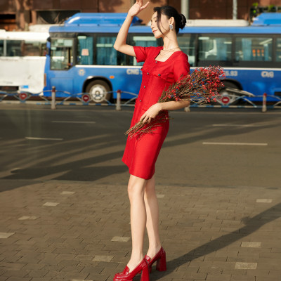 Đầm Tweed Cổ Vuông Lộc DRE190 thời trang thiết kế Hity