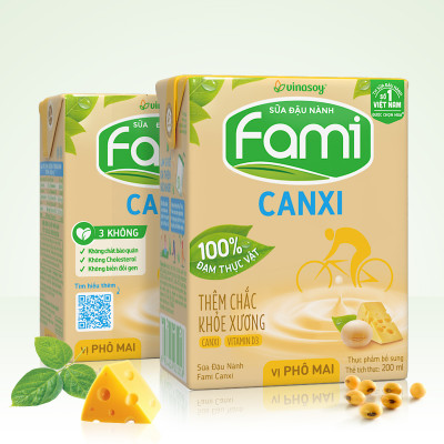 Thùng Sữa đậu nành Vinasoy Fami Canxi vị Phô Mai ( 200ml x 36 Hộp )