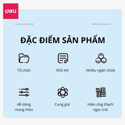 Cặp Túi Đựng Tài Liệu A4 Deli File Đựng Tài Liệu Hồ Sơ 8 Ngăn Túi Hồ Sơ Văn Phòng File Lưu Trữ Đa Năng Màu Hồng Pastel, Bìa Cứng Công Nghệ Mới Đẹp Long Lanh - Bột mịn lấp lánh