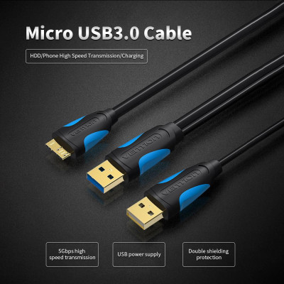 Cáp USB loại AMale to Micro B USB3.0 với nguồn điện bổ sung 1m