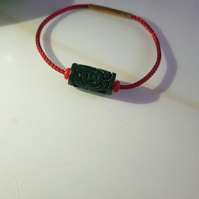 Vòng tay charm Lu Thống Đồng Tiền Đẹp  Đá Cẩm Thạch tự nhiên Xanh Đậm đẹp Dây Đỏ có khoen  Hợp Nữ mệnh Thủy Mộc Hỏa ạ