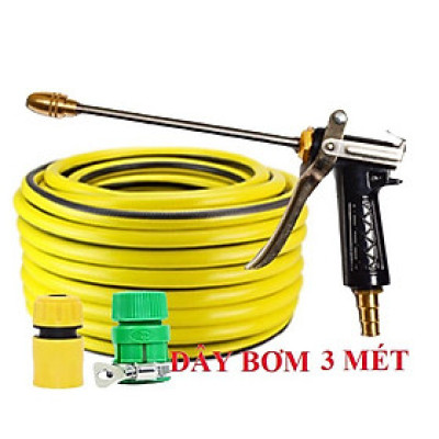 ️Evoucher Bộ dây vòi xịt nước rửa xe, tưới cây , tăng áp 3 lần, loại 3m, 5m 206318Dđầu đồng, cút, nối PE, d.vàng
