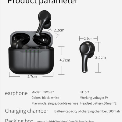 CINCATDY Tai Nghe Bluetooth V5.0 Earbuds Gaming Headphone True Wireless Headset J7 ANC - Hàng Chính Hãng