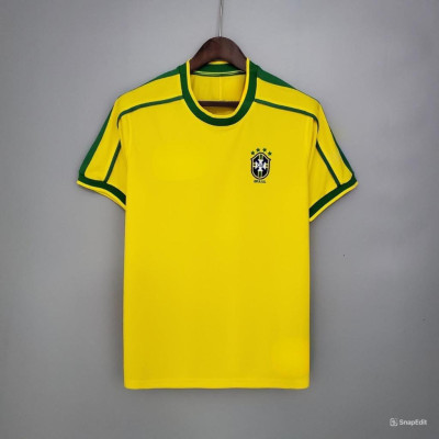 Áo Bóng Đá Retro Tuyển Brazil 1998 - Sân Nhà bản cao cấp vải Cotton Polyester