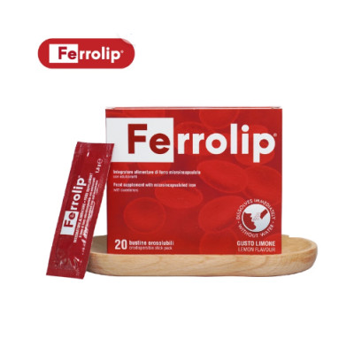 Sắt Bột Buccal Tan Ngay Trong Miệng Ferrolip ( hộp 20 gói) dự phòng thiếu máu cho người lớn, mẹ bầu 