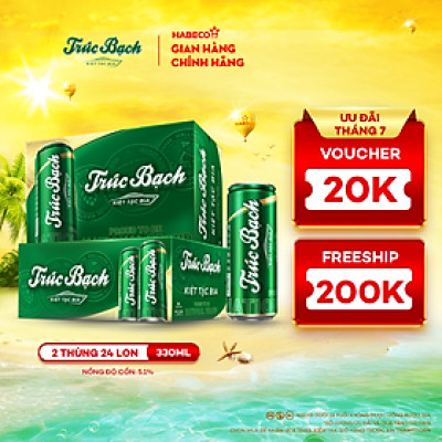 Combo 2 Thùng Bia Trúc Bạch - Thùng 24 lon 330ml
