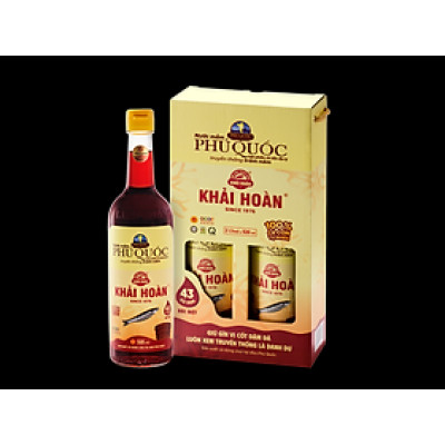 Đặc Sản Phú Quốc - Hộp 2 Chai Thủy Tinh Nước Mắm Phú Quốc Khải Hoàn 43 Độ Đạm (520Ml X 2) - Ocop 5 Sao