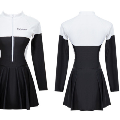 Bộ đồ bơi bikini nữ 1 mảnh kín đáo đi tắm biển giấu bụng váy liền áo dài tay chống nắng - B.27