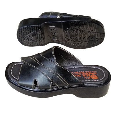 Dép Nam Quai Ngang Da Bò Thật HÀ NAM Đế Cao Dành Cho Người Thấp DN2041