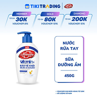 Nước rửa tay Lifebuoy Bảo vệ khỏi vi khuẩn 450gr - Sữa Dưỡng Ẩm
