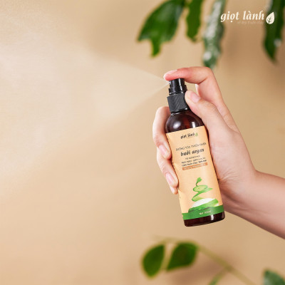 Bộ dầu gội bưởi bồ kết - Xịt tóc tinh dầu bưởi, hỗ trợ kích mọc tóc, giảm gãy rụng Giọt Lành